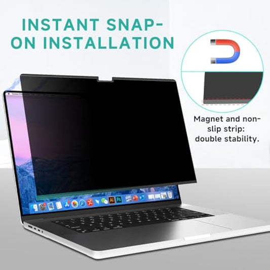 ZOEGAA Magnetic Macbook Pro 14 Inch Privacy Screen(2021-2024,M4,M3,M2,M1),Removable Anti-Blue Light Privacy Screen for MacBook Pro 14 with Webcam Cover