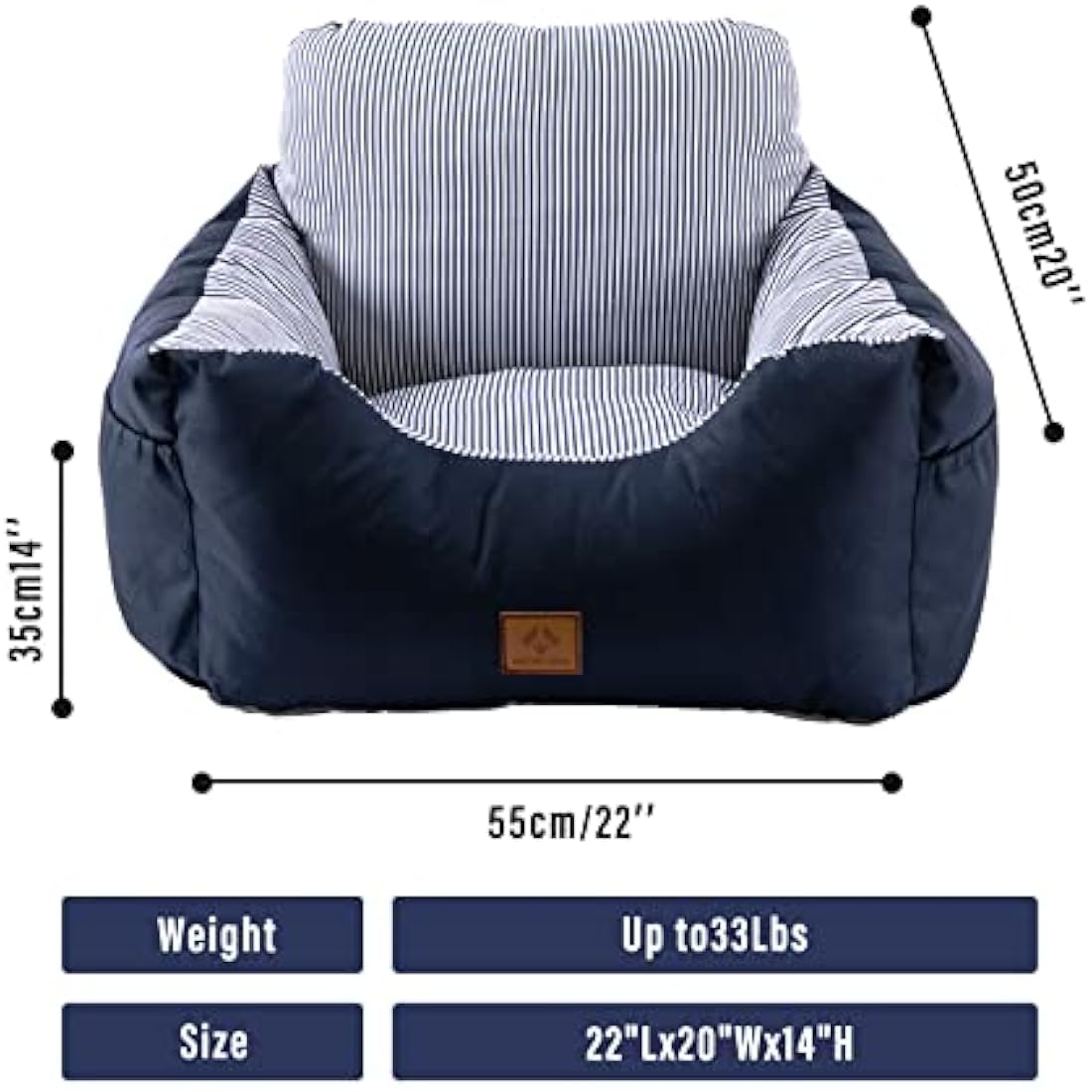 2 in 1 Dog Car Seat Washable and Stain Resistant Pet Booster Seat for Small and Medium Dogs Cats Super Soft PP Cotton Travel Safety Pet Car Seat with Storage Bag and Harness Strap