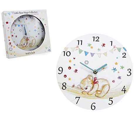 Little Bear Hugs Beautiful Glass Clock by Jennifer Rose Designs