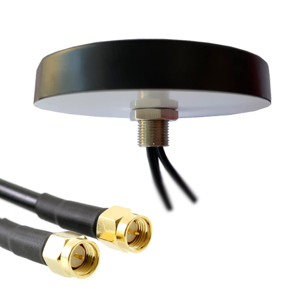 UniteCom 4G/5G Dual Input Puck Antenna with 3m Cable, MiMo Cellular, Low Profile, Aerial for 02 EE Vodafone Three