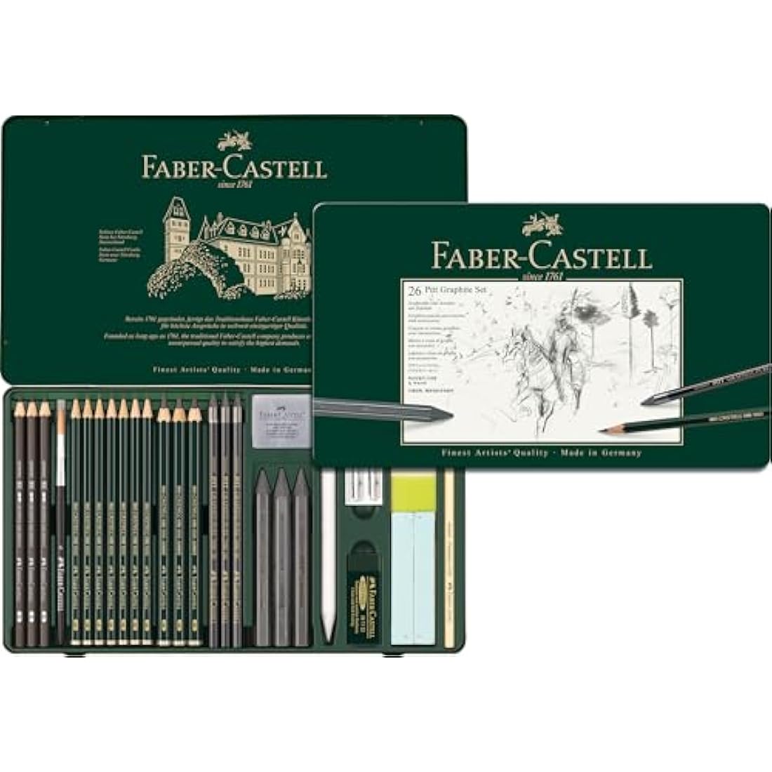 Faber-Castell Pitt Graphite 26-Piece Large Tin Professional Quality Set in a Metal Case