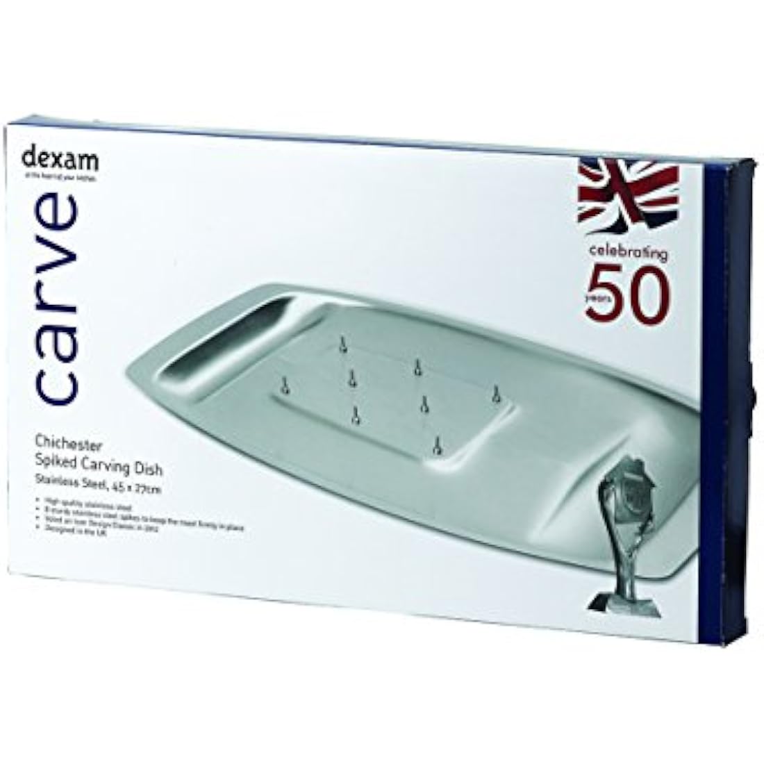 Dexam 17810117 Chichester Carving Dish with Spikes, s/s 45 x 27cm, Stainless Steel, Silver