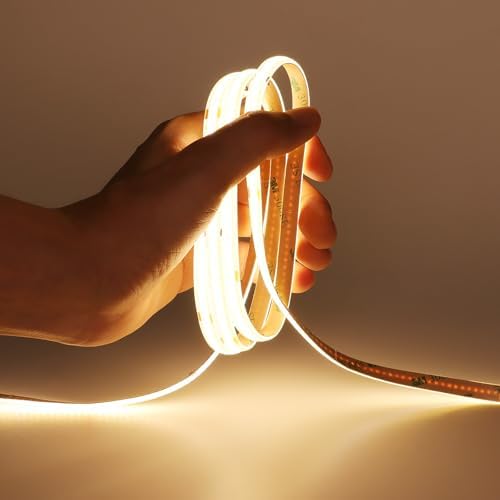 GOMING DC 5V USB COB LED Strip Light Warm White 3000K Dimmable IP65 Waterproof CRI 93+ USB Powered 6.6ft/2M 320LEDs/M Flexible LED Tape Lights for TV Backlight Cabinet Home DIY Lighting