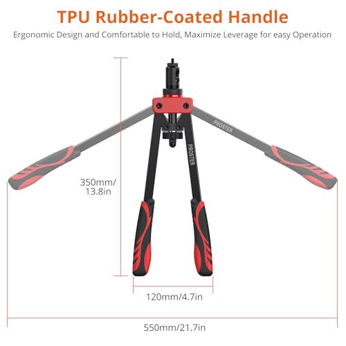 Proster Rivet Nut Tool 14" - Rivet Nut Gun with 150Pcs M3 M4 M5 M6 M8 M10 Rivet Nuts 6Pcs Metric Mandrels Heavy Duty Hand RIV Nut Gun Thread Setter Kit Red