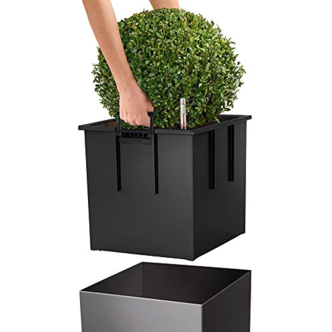 LECHUZA CUBE Premium 40 silver metallic 16368
