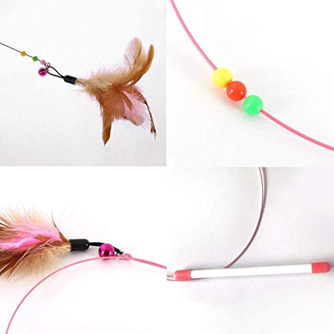 SLSON Feather Teaser Cat Toy, Interactive Cat Catcher and Exerciser Wand for Cats and Kitten Playing, with Feather, Bell and Flexible Wire
