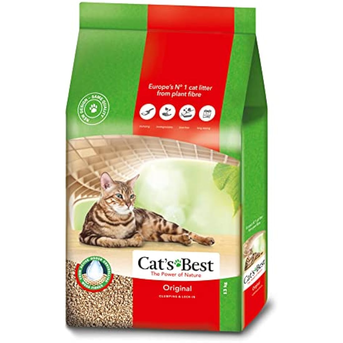 Oko Cats Best Wood Litter Original Clumping Plus Cat Litter, 30 Liter