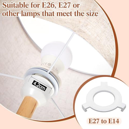 Weewooday 4 Sets Fabric Lampshade with E27 to E14 Adapter Ring Modern Ceiling Pendant Table Drum Light Shade Linen Lamp Shades for Table Bedside Floor Lamp(Taupe,10 Inch)