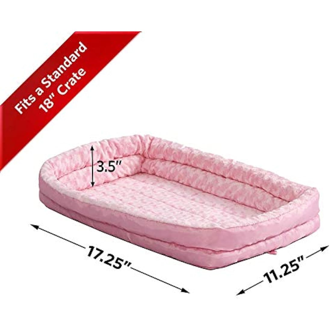 MidWest Homes for Pets Bolster Dog Bed 45.72 cm (18-Inch) Long Fleece Dog or Cat Bed w/ Comfortable Bolster; Ideal for "Toy" Dog Breeds & Fits Most 45.72 cm Crates; Machine Wash & Dry; Pink; 40318-PS,