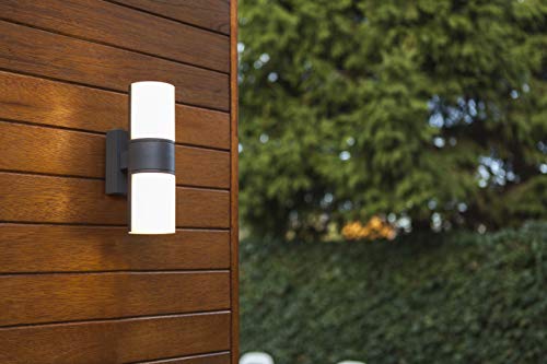 LUTEC CYRA LED Outdoor Wall Light, Modern Outdoor Light, Aluminium Wall Light in Anthracite, 350 Rotatable Light Heads, Versatile Wall Light, 1000