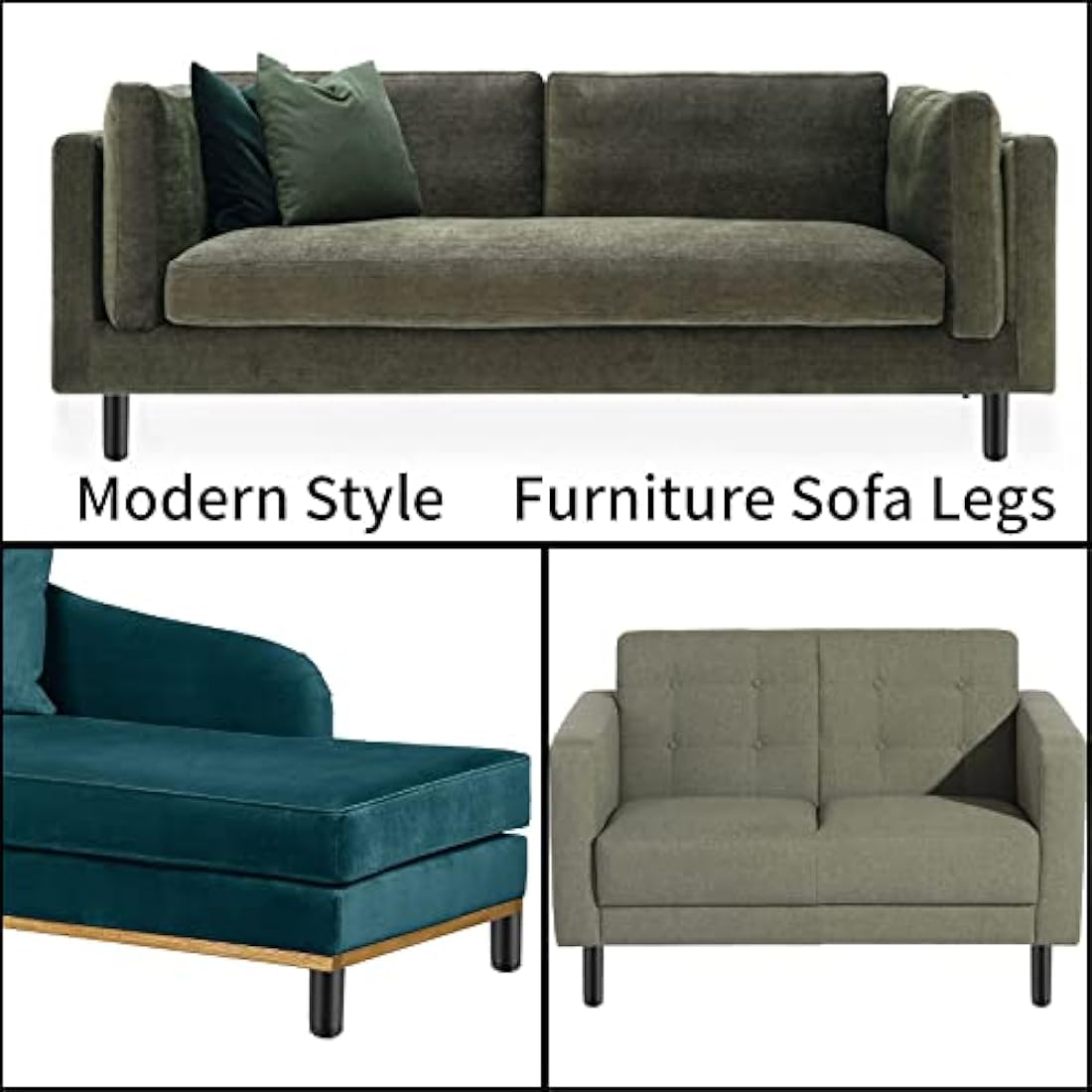Fulushouxi 4 Pcs Furniture Legs, 5.9"/15cm Adjustable Furniture Support Feet, Metal Sofa Replacement Support Feet Legs for Sofa Table Chair Desk Kitchen Cupboard Cabinets Legs Feet (15CM)