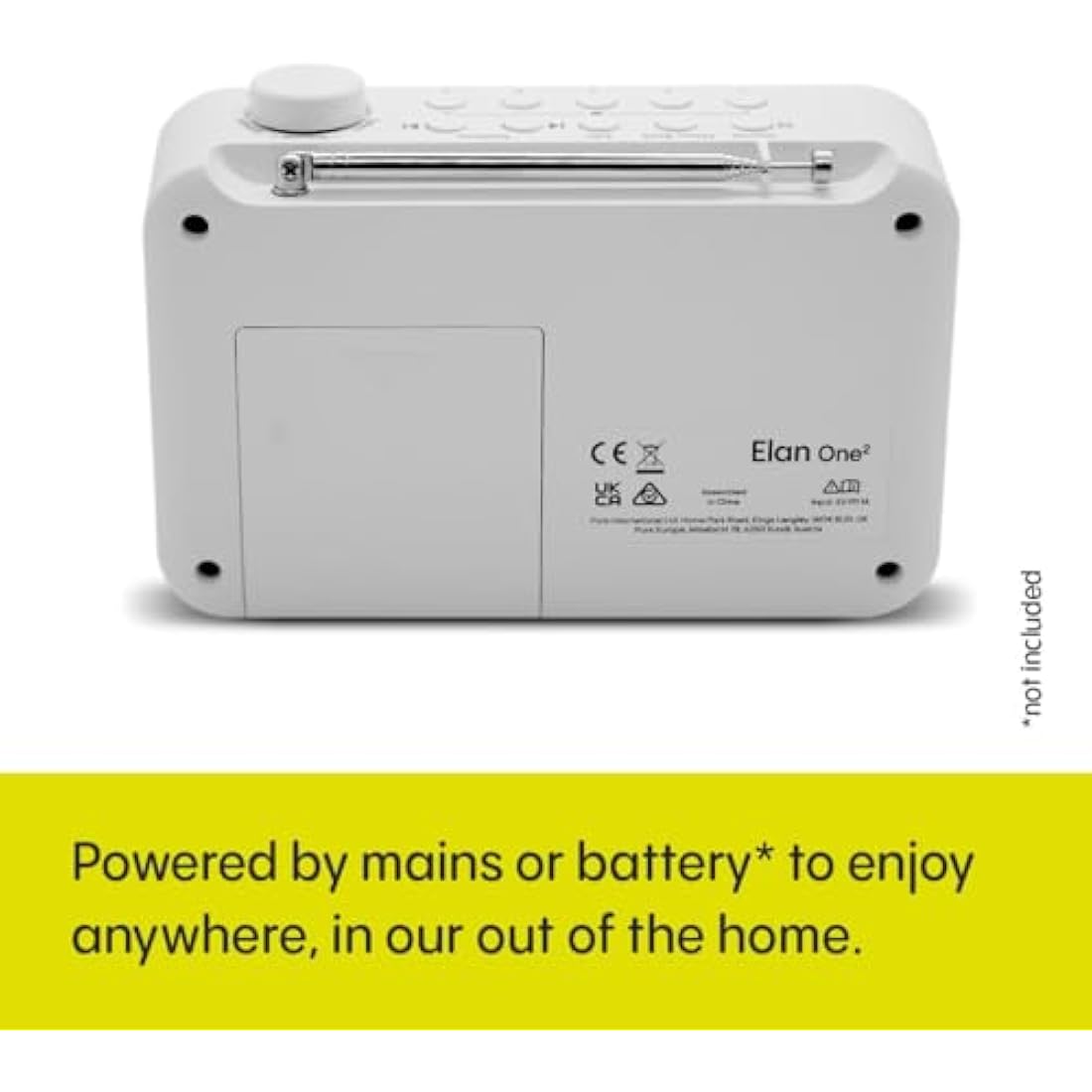 Pure Elan One2 portable DAB+/FM radio with Bluetooth 5.1 (LCD display, 10 preset buttons, can run with 4xAA batteries) Cotton White