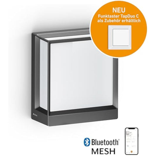STEINEL Smart LED Outdoor Wall Light L 40 C, dimmable Outdoor Light, Warm White, Remote Control via App, Aluminium