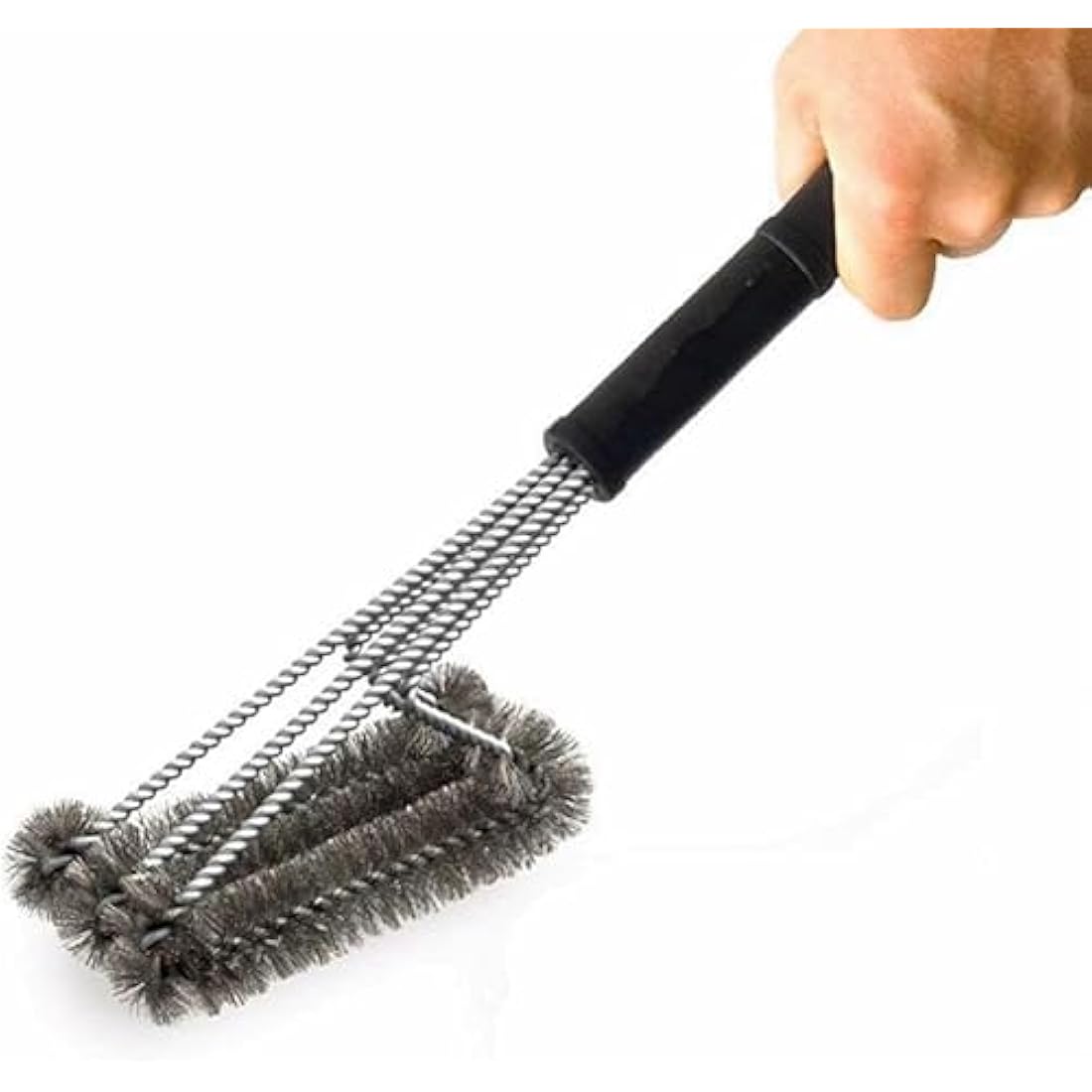 pepeng 18" Triangle Metal BBQ Grill Cleaning Brush, Heavy Duty 3-Branch Stainless Steel Barbecue Bristles Cleaner for Easier and Effective Clean