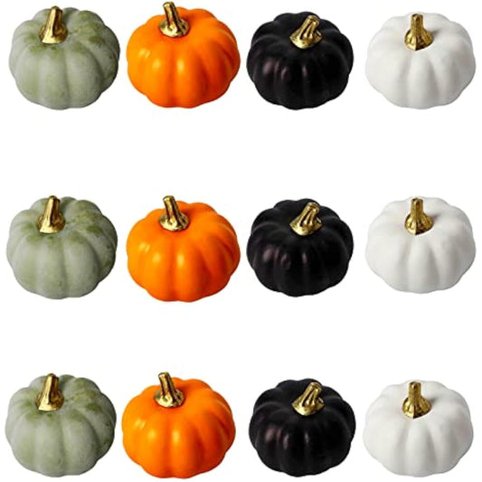 12Pcs Color Artificial Pumpkins Bulk Autumn Decoration Set,Thanksgiving Pumpkin Decorations,Decorative Pumpkin Faux Harvest Fake Mini Foam Pumpkins for Crafts,Fall,Wedding,Home Halloween Party Decor