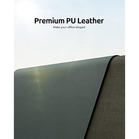 YSAGi Leather Desk Mat, Large Mouse Mat, Non-Slip Desk Pad, Waterproof PU Leather Table Protector Writing Pad for Office and Home (60 x 35 cm, Dark Green)