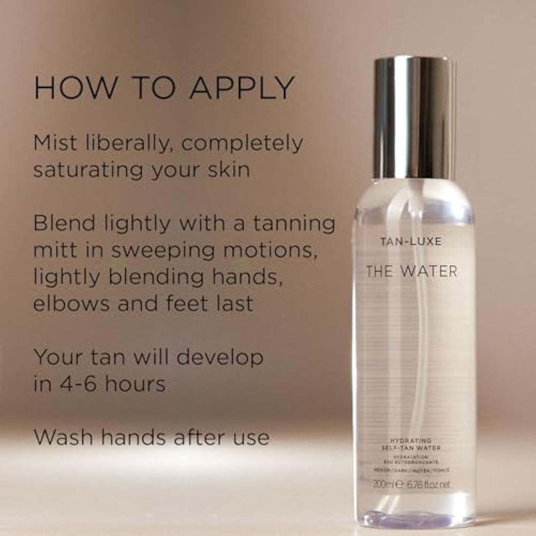 Tan Luxe THE WATER Self Tan Water, Medium (200 ml) Self Tanning Water, Cruelty Free & Vegan