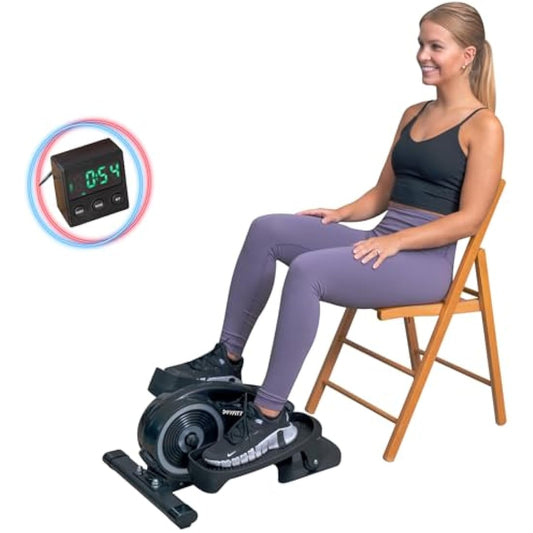 YYFITT Under Desk Elliptical Machine w/Luminous Digits, Pedal Exerciser w/Big Pedal, Adjustable Resistance for Home & Office Daily Workout, 2-in-1 Seat & Stand Up Exercise w/Detachable Display