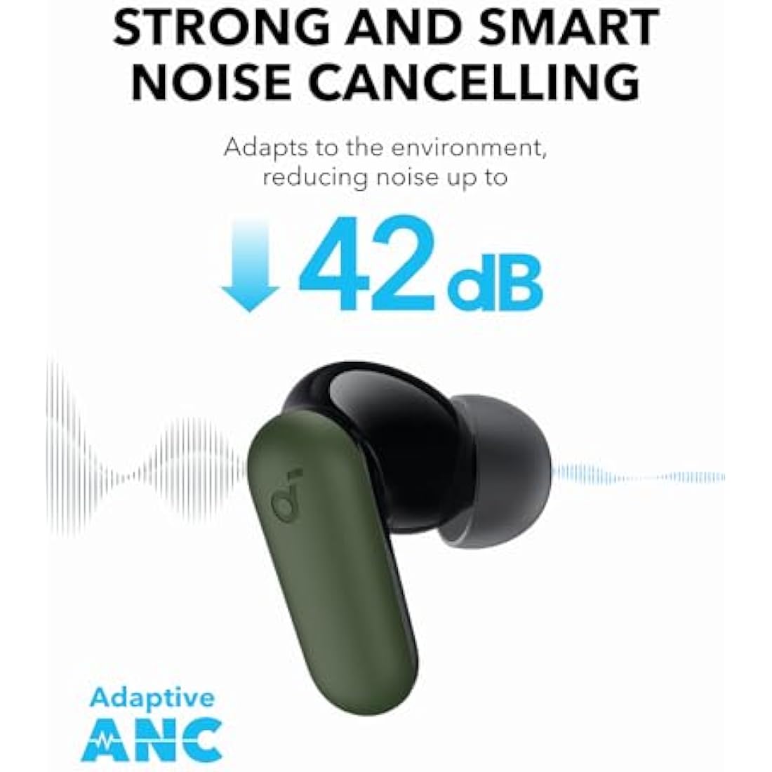 soundcore P30i by Anker Noise Cancelling Earbuds, Strong and Smart Noise Cancelling, Powerful Bass, 45H Playtime, 2-in-1 Case and Phone Stand, IP54, Wireless Earbuds, Bluetooth 5.4, App Control
