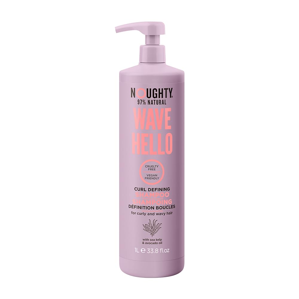 Noughty 97% Natural Wave Hello Curl Defining Shampoo Sulphate Free Vegan Cruelty Free Haircare Vitamin Rich Formula with Sea Kelp Extract and Avocado