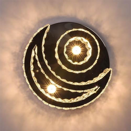 CXGLEAMING 15.7" Modern Crystal Chandelier Dimmable LED Ceiling Light Fittings Flush Mount Pendant Lighting Fixture for Dining Room Bathroom Bedroom Living Room(Remote Control)