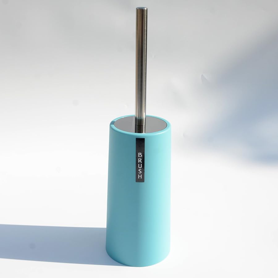 Toilet brush and bracket, floor-standing,long handle,stainless steel anti-rust, durable toilet brush (Light blue)