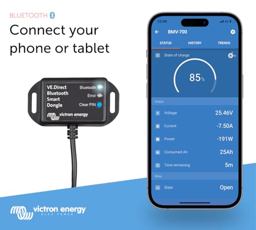 Victron Energy VE.Direct Smart Dongle (Bluetooth) - Wireless Data for BMV & MPPT - View on iOS & Android with VictronConnect App
