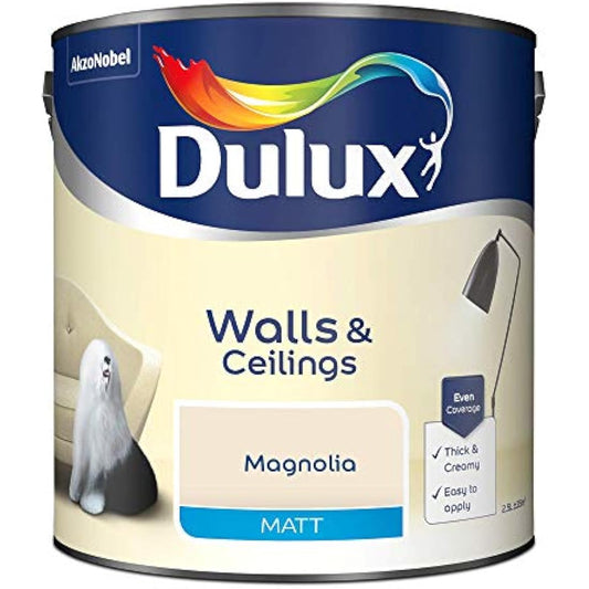 Dulux Matt Emulsion Paint For Walls And Ceilings - Magnolia 2.5 Litres