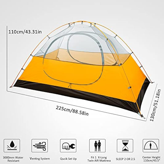 Bessport Tent 1 & 2 & 3 Person Ultralight Camping Tents, 3-4 Season Waterproof & Windproof Dome Tent, Small Pack Size, Suitable for Adults, Hiking, Camping, Outdoor