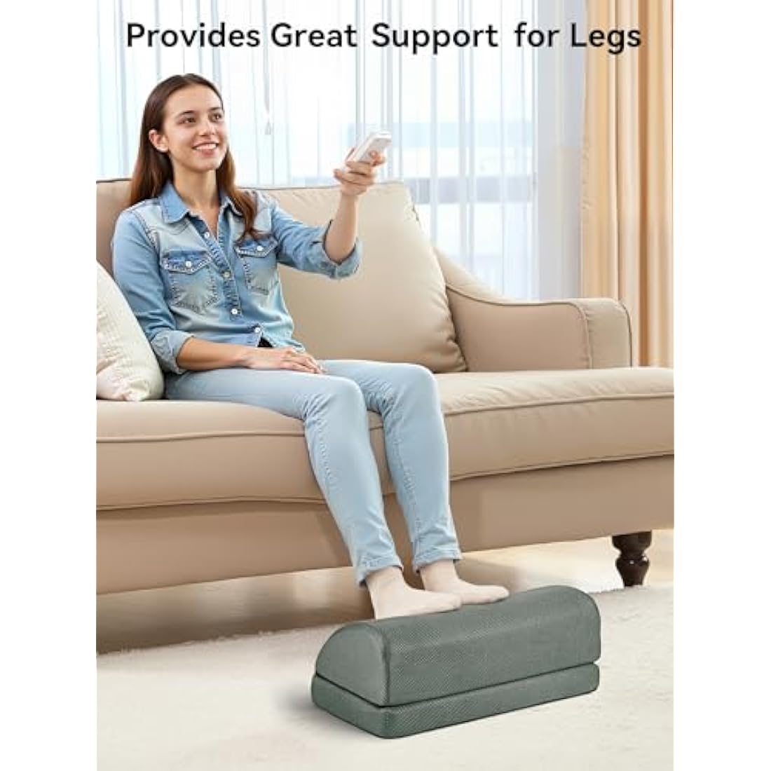 HEETA Desk Foot Rest, Ergonomic Foot Rest Under Desk Adjustable 2 Optional Height Footrest Memory Foam Non-Slip Foot Stool for Home, Office & Gaming (Gery)