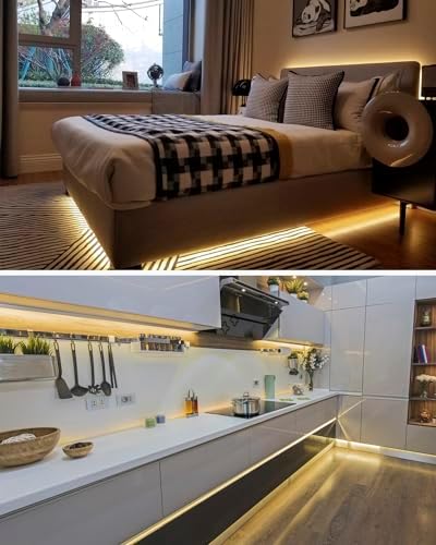 Aclorol COB Led Strip Light 5M 12V Led Strip Lights Warm White 3000K 1600Leds CRI85+ Flexible Tape Lighting for Bedroom TV Party Home Indoor Decor(Power Supply& Dimmer Not Included)