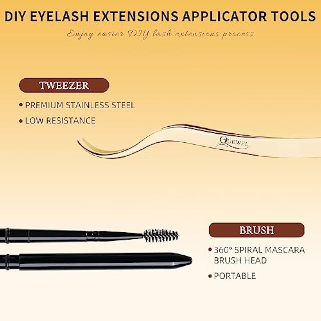Individual Lashes 480 Cluster Lashes QUEWEL DIY Lash Extensions Kit, Eyelashes Applicator, Lash Cluster Glue Remover, Long-lasting Lash Glue and Overnightseal for Beginner to Apply(Natural D MIX)