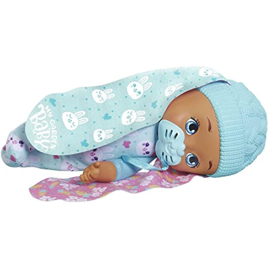 My Garden Baby My First Little Bunny Baby Doll (~9-in), Soft Body with Plush Ears, Blue, Great Gift for Kids 18mo+