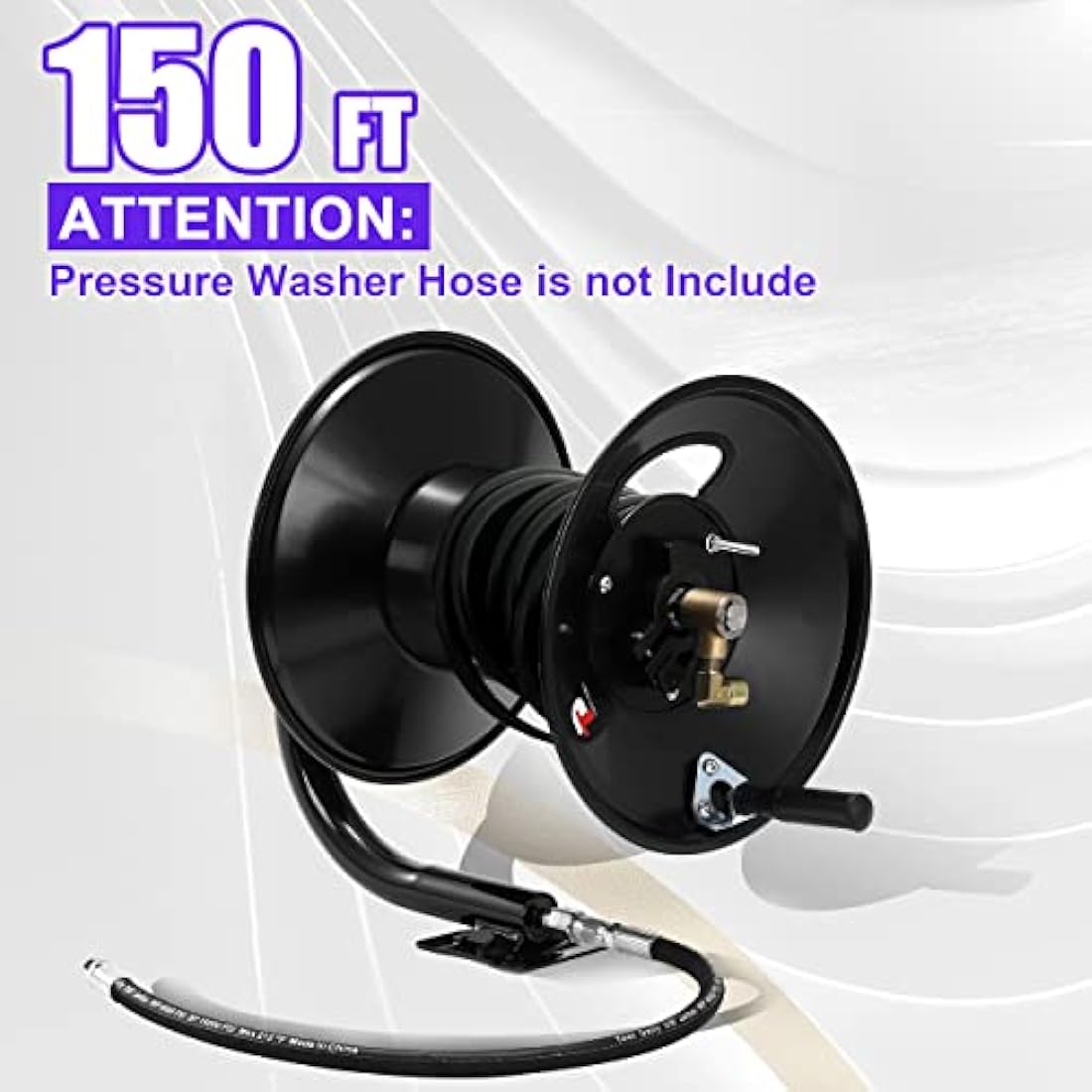 Tool Daily Pressure Washer Hose Reel, 150 FT Heavy Duty Steel Hose Reel for Power Washer, 3/8" Hose Reel Hand Crank, 4000 PSI