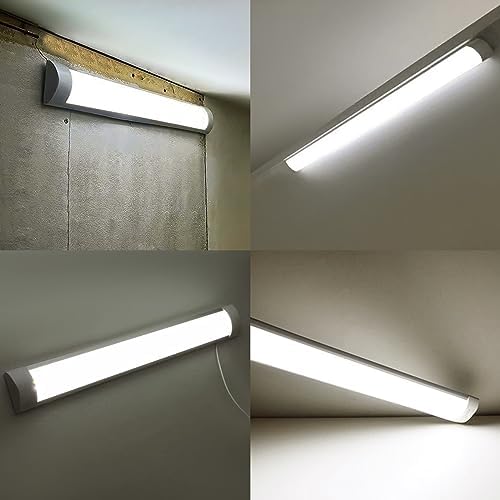 HUMIGA 5FT LED Batten Light, 50W Low Profile Wall Ceiling Surface Mounted Fitting, IP20 Slim Wide Tube Lighting for Office/Home/Shop/Workshop/Warehouse, Neutral White 4000K,2 Pack