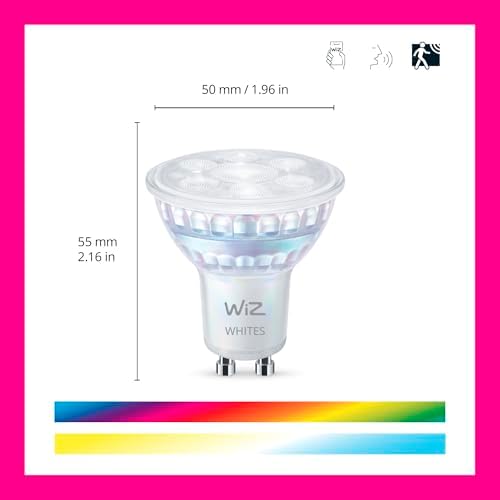 WiZ GU10 Smart LED Glass Bulb, Smart LED Connected WiFi Works with Alexa, Google Assistant & HomeKit, Wi-Fi/Bluetooth,Dynamic Scenes on App Including Relax Mode Bedroom, 3 Pack, 50W