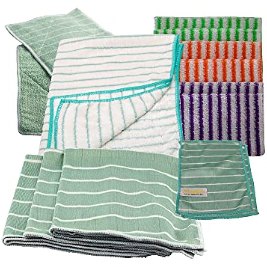 Bamboo Towel Set – For Streak-Free Glass and Window Cleaning – With one Drying Cloth, Small and Large Cleaning Pads, and 3 Bamboo Towels