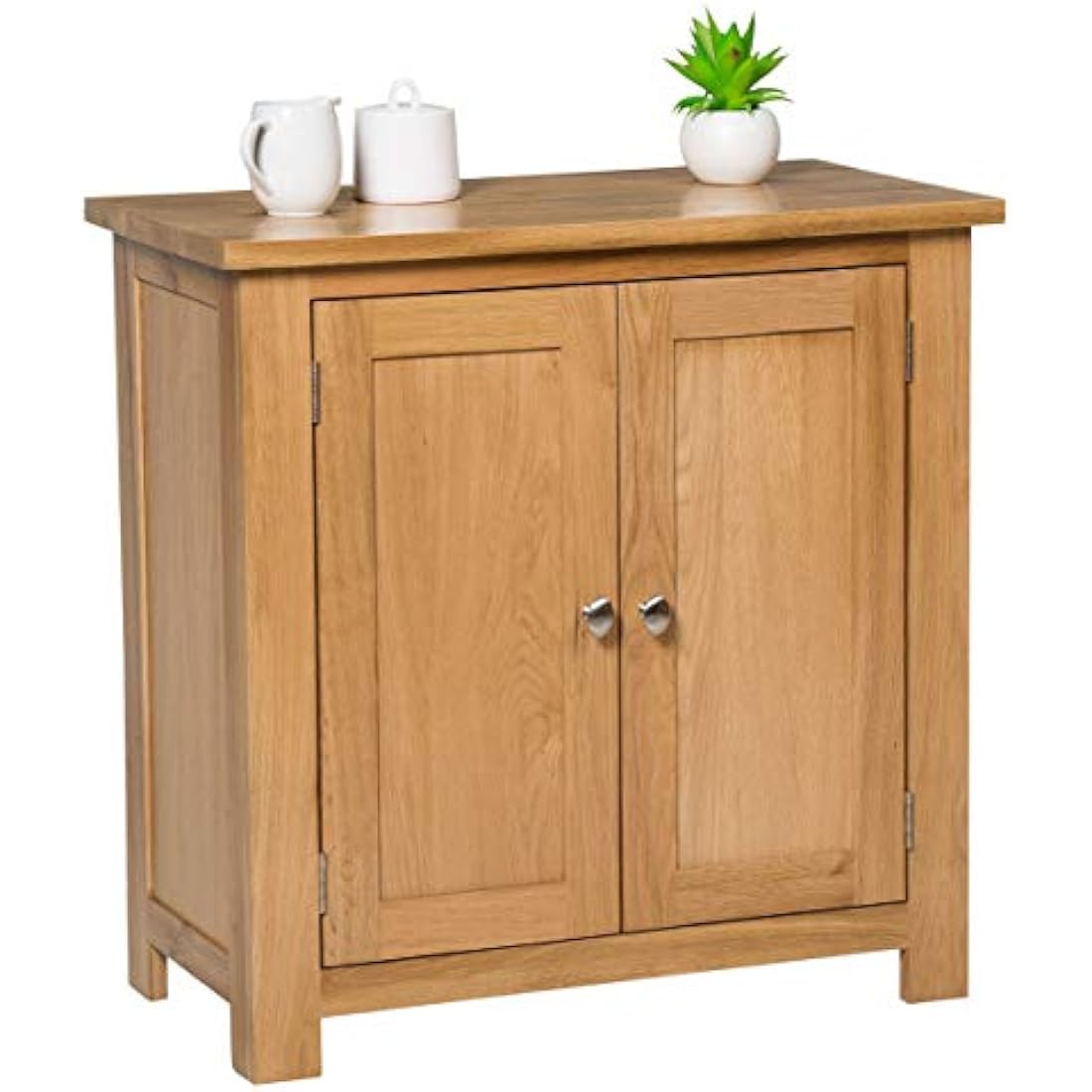 Hallowood Furniture Waverly Oak Small Wooden Cabinet with 2 Door and Adjustable Shelf, Small Oak Sideboard, Solid Wooden Cupboard for Kitchen, Bedroom or Hallway, Living Room Furniture