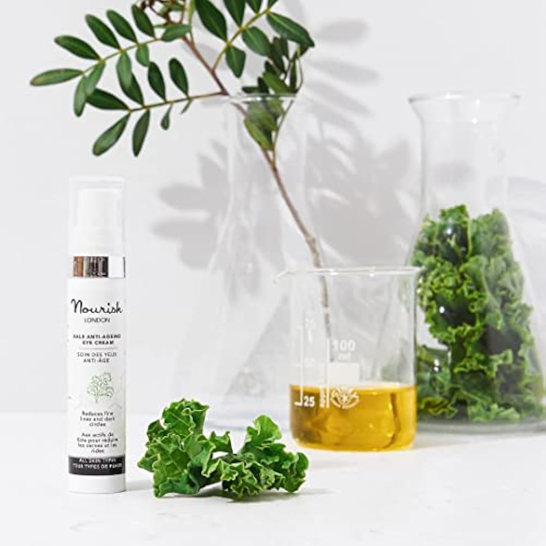 Nourish London Kale Anti-Ageing Eye Cream 10ml | Reduces Dark Circles & Puffiness | Maqui Berry & Pomegranate Enzymes | 100% Vegan | Fragrance-Free | Cruelty-Free | Multi Award Winning