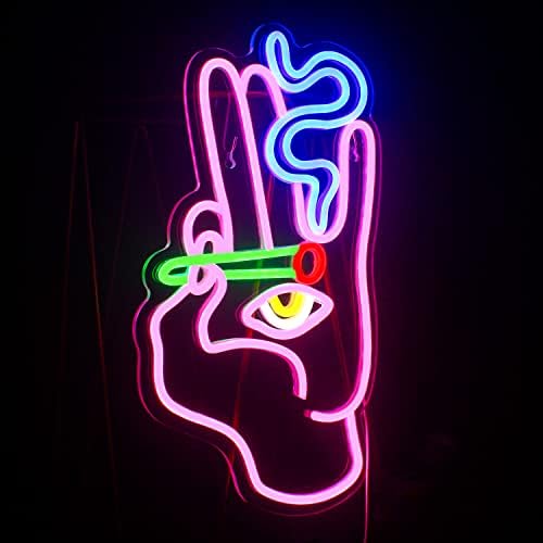 Looklight Hand Eye Neon Sign Pink Hand Neon Signs for Wall Decor Evil Eye Led Neon Signs USB Man Cave Neon Light Signs for Bedroom Game Room Kids Room Home Bar Pub Cafes Wedding Party Gift