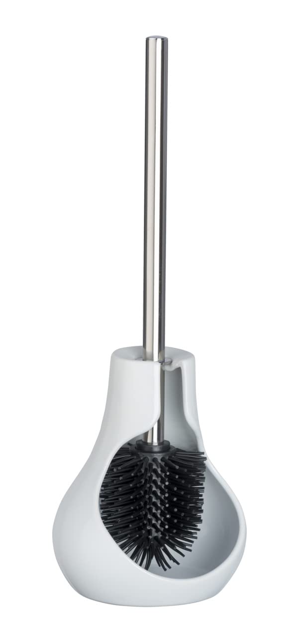 Wenko Toilet cleaning brush with semi-closed container, stylish DROP NEO toilet set, Colour:white