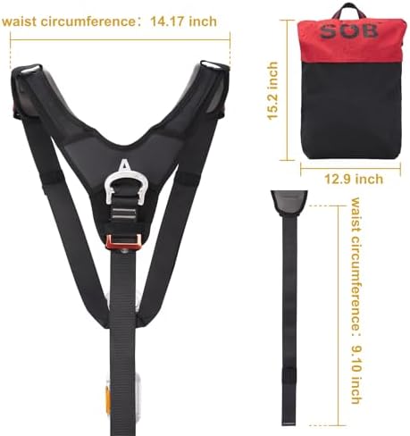 SOB Climbing Harness Shoulder Harness, Adjustable Shoulder Harness with Carabiner, Compatible with Climbing Harnesses