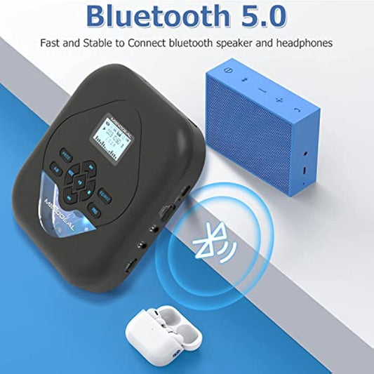 CD Player Portable with Speaker, 2023 MONODEAL Portable CD Player with Bluetooth, Built-in CD Burning Function, Rechargeable CD Player with Speakers, Personal CD Player for Car, Anti-Skip CD Player