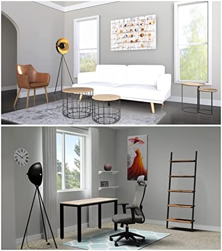 Osasy Retro Studio Floor Lamp - Vintage Black Gold With Ø 34 cm Lampshade, Max. 60W, 147cm Height - Metal Lamp for Living Room, Bedroom