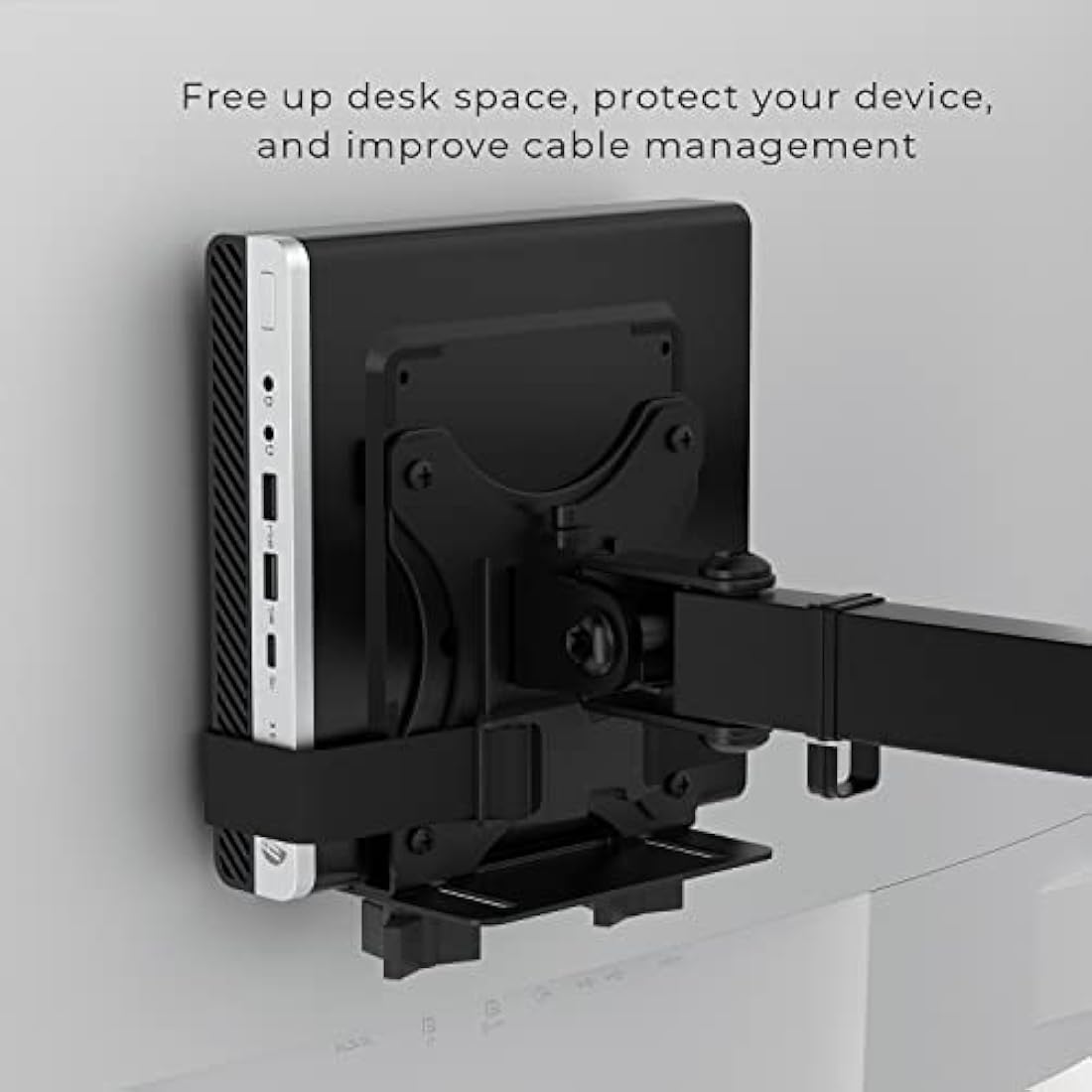 HumanCentric Thin Client Mount Bracket, Mount a Mini PC or Computer to a VESA Monitor Arm or Stand, Pole, or Under Desk or Surface, devices with 0.65-2.55" in depth for 75x75 and 100x100mm Patterns