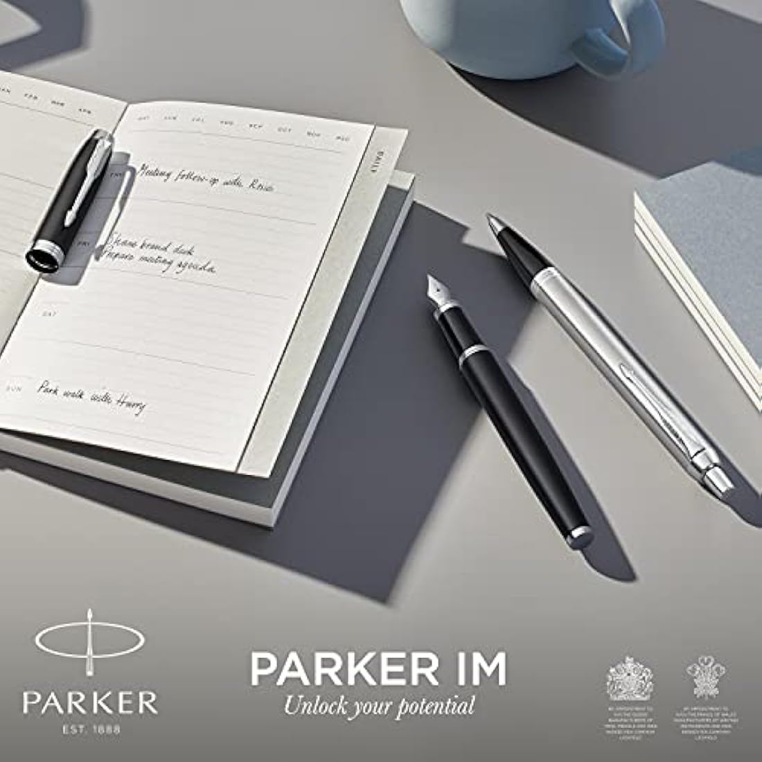 Parker IM Premium Limited Edition Fountain Pen | Lustrous Blue Lacquer with Gold Trims | Fine Gold Nib | Black Ink | Gift Boxed
