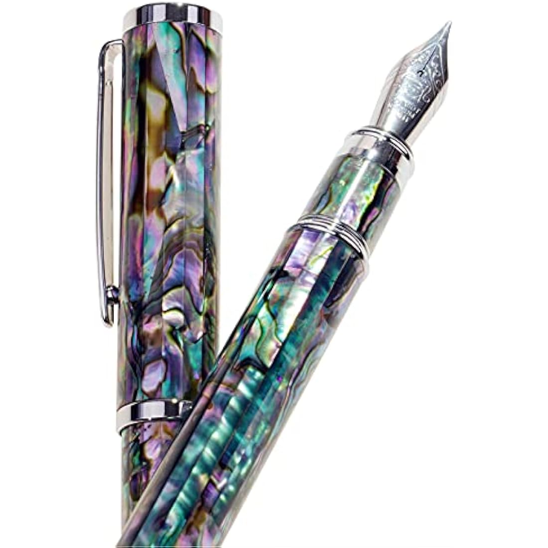 LACHIEVA LUX Sea Shell Abalone Fountain Pen with German-made Fine Nib. Luxury Pen for Every Holiday. Nice Writing Handmade Premium Pen Gift Set for Men and Women.