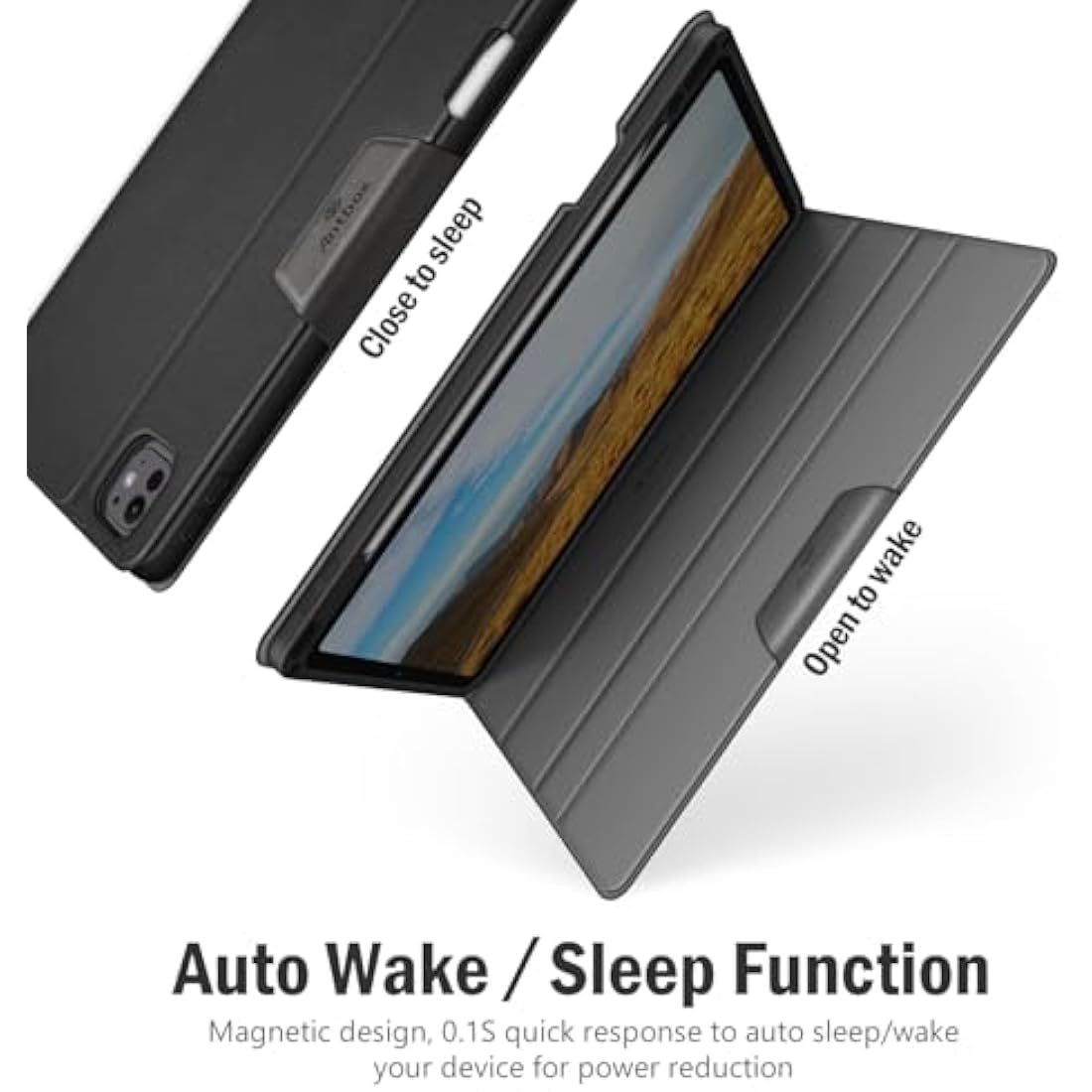 Antbox Case for iPad Pro 13 inch Case (M4) 2024 with Built-in Pencil Holder Supports Pencil Pro and Pencil (USB-C) Auto Sleep/Wake Function PU Leather Cover for iPad Pro 13'' (Black)