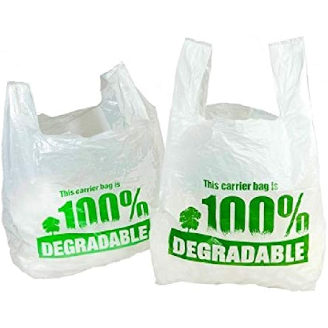 Sabco - White Vest Carrier Bags 100% Degradable - Large 11 x 17 x 21" - Eco Friendly Plastic Bags (2000)