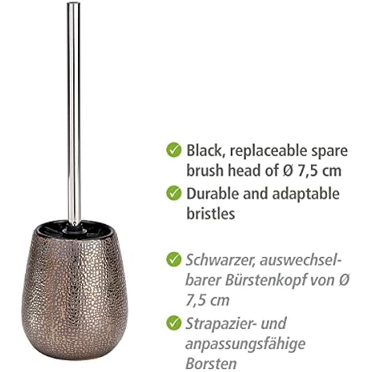 WENKO Toilet Brush and Holder Marrakesh of Ceramic, Brown, 12.5 x 12.5 x 41 cm